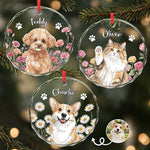 Custom Pet Photo Christmas Gifts for Pet Lovers - Personalized Circle Glass Ornament