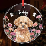 Custom Pet Photo Christmas Gifts for Pet Lovers - Personalized Circle Glass Ornament