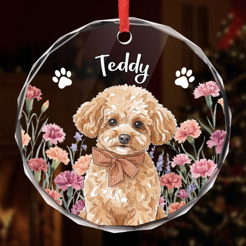 Custom Pet Photo Christmas Gifts for Pet Lovers - Personalized Circle Glass Ornament