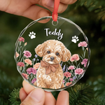 Custom Pet Photo Christmas Gifts for Pet Lovers - Personalized Circle Glass Ornament