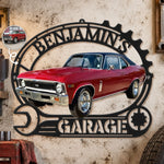 Custom Photo Red Muscle Car Gifts for Gearheads - Personalized Shaped Metal Sign