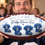 Custom Family Football Team Gifts for Dad - Personalized Leather Football
