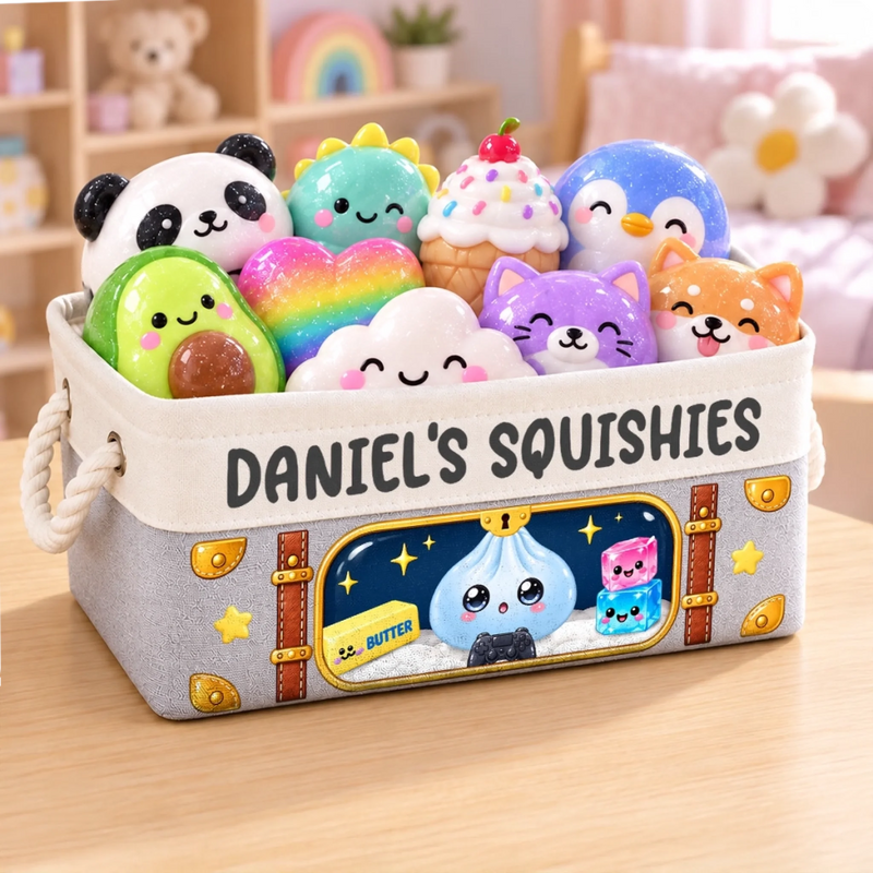 Custom Squishy Treasure Chest for Kids - Personalized Storage Basket