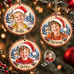 Custom Photo Christmas Gifts for Kids - Personalized Wooden Ornament