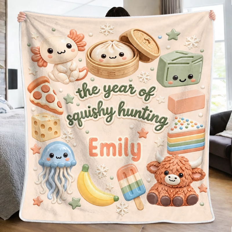 Custom Name Squishy Hunting Gifts For Kids - Personalized Blanket