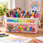 Custom Name Kids Art Supply Storage - Personalized Storage Basket