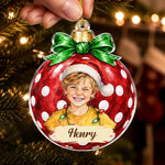 Custom Photo Name Christmas Ornament Gifts for Kids - Personalized Acrylic Ornament