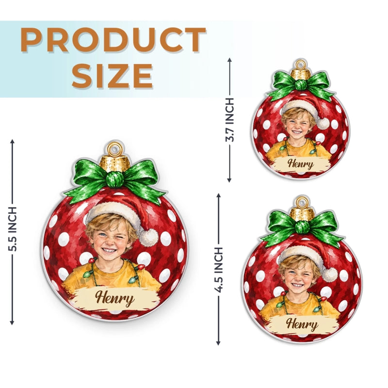 Custom Photo Name Christmas Ornament Gifts for Kids - Personalized Acrylic Ornament