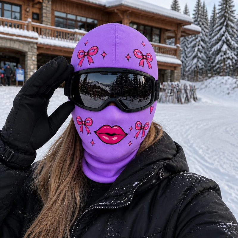 Custom Funny Pink Bow and Lip Ski Gifts for Men, Women - Personalized Ski Mask
