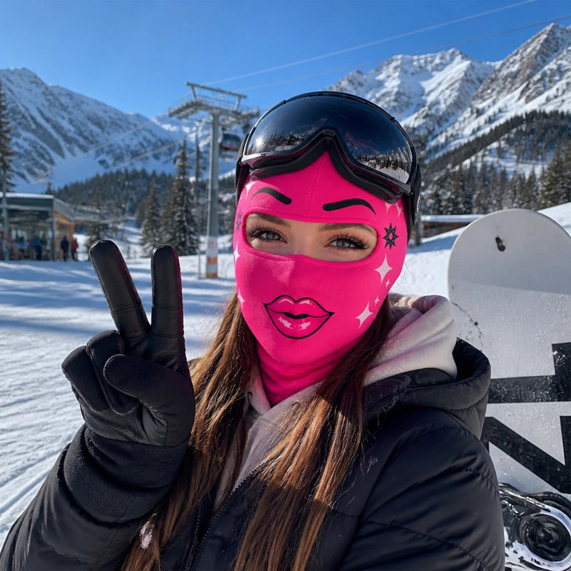 Custom Funny Pink Bow and Lip Ski Gifts for Men, Women - Personalized Ski Mask