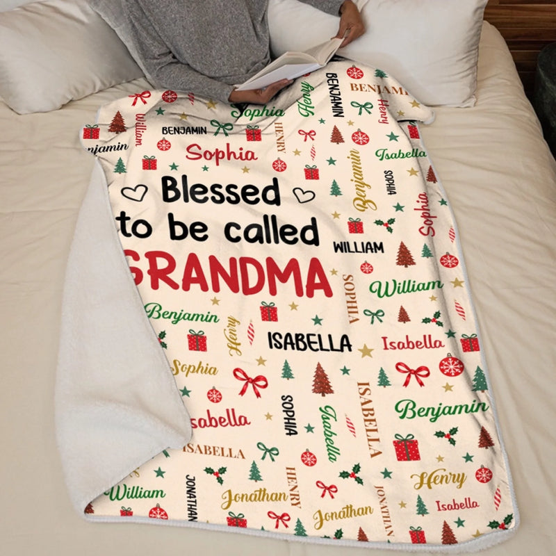 Custom Name Blessed Grandma And Grandpa Christmas Gifts - Personalized Blanket