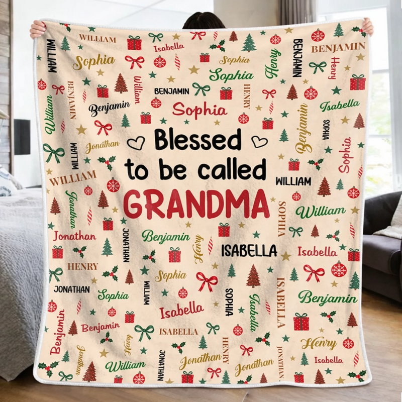 Custom Name Blessed Grandma And Grandpa Christmas Gifts - Personalized Blanket