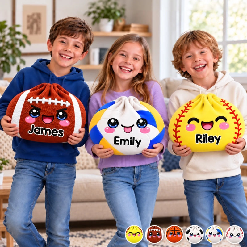 Custom Name Kawaii Sports Ball Gifts for Kids - Personalized Shaped Pillow