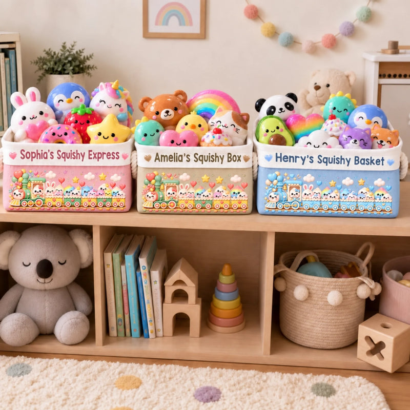 Custom Name Happy Express Squishy Train Gifts For Kids - Personalized Storage Basket