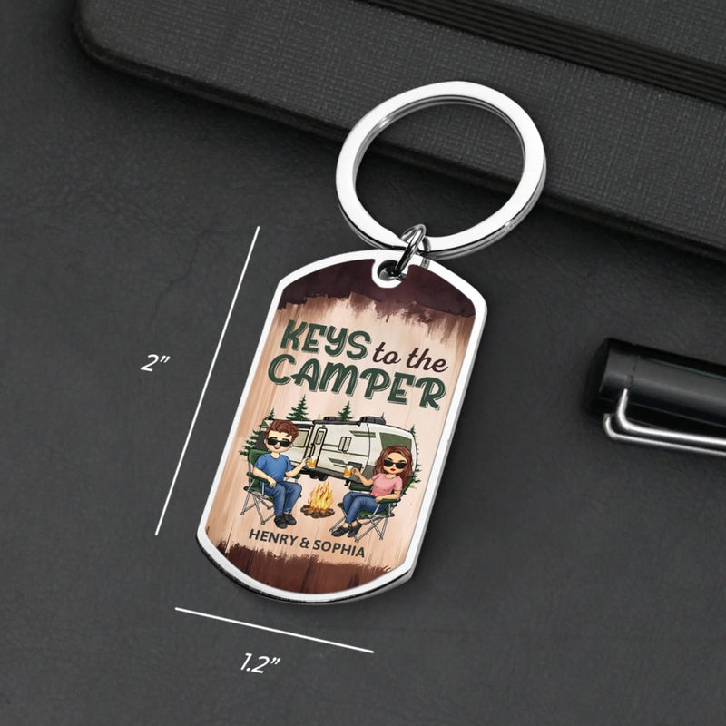 Custom Keychain - Personalized Anniversary Wedding Gifts For Husband, Wife, Campers - Keys To The Camper