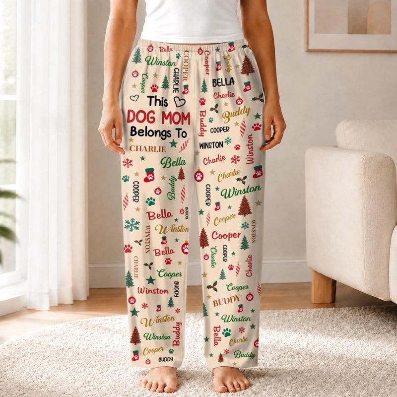 Custom Name Christmas Dog Mom Dog Dad Gifts For Pet Lovers - Personalized Pajamas Pant