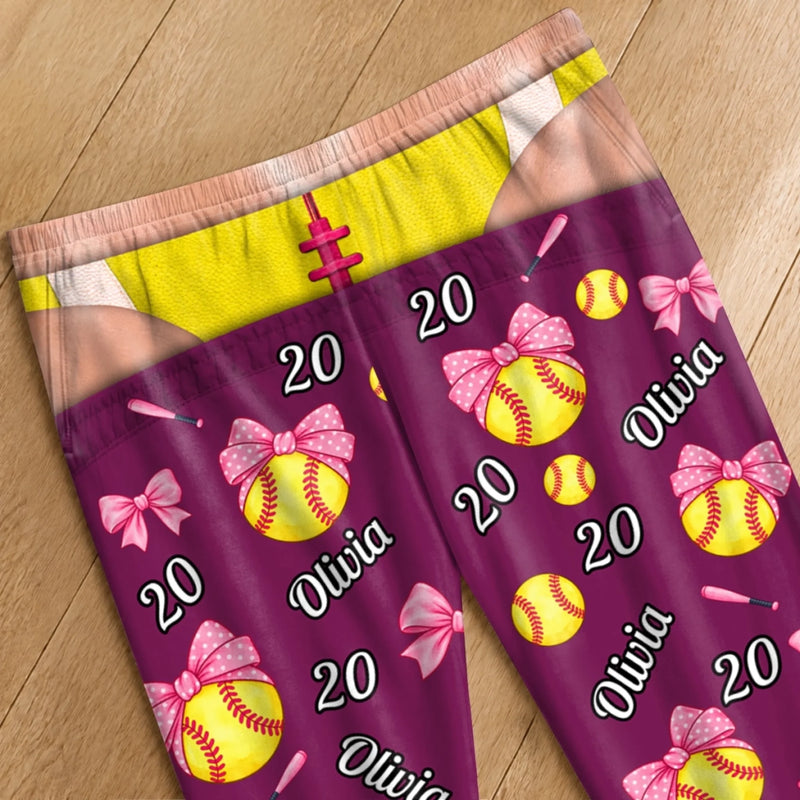 Custom Name And Number Sports Gifts For Women - Personalized Pajama Pants