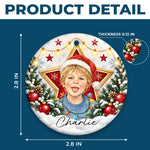 Custom Photo Star Christmas Keepsake for Kids - Personalized Ceramic Ornament