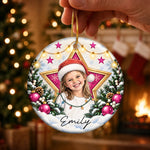 Custom Photo Star Christmas Keepsake for Kids - Personalized Ceramic Ornament