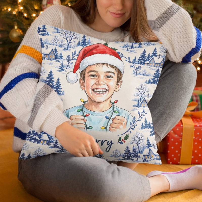 Custom Photo Christmas Family Gifts - Personalized Pillow