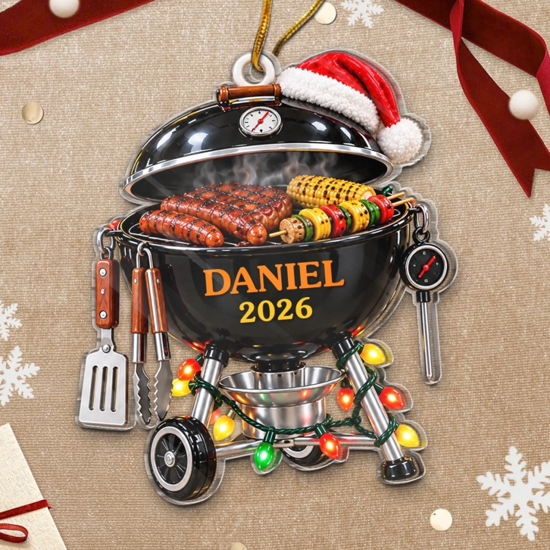 Custom Name Christmas BBQ Gifts For Grill Masters - Personalized Acrylic Ornament