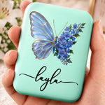 Custom Name Butterfly Floral Design - Personalized LED Compact Makeup Mirror