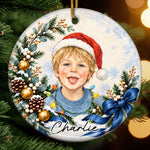 Custom Photo Christmas Child Portrait Keepsake - Personalized Ceramic Ornament