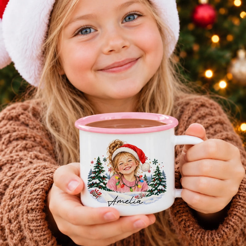 Custom Photo Christmas Gifts for Kids - Personalized Enamel Mug