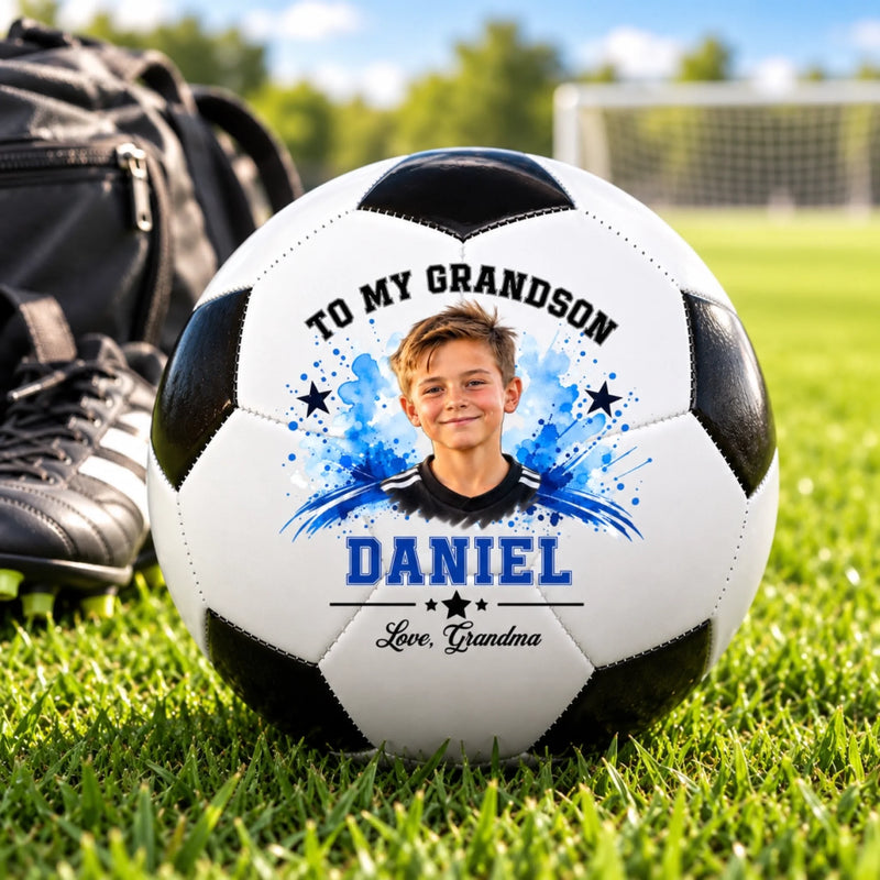 Custom Photo Soccer Gifts for Son and Grandson - Personalized Soccer Ball
