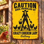Custom Name Crazy Chicken Lady Gifts - Personalized Metal Sign