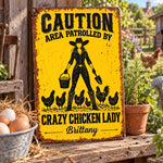 Custom Name Crazy Chicken Lady Gifts - Personalized Metal Sign