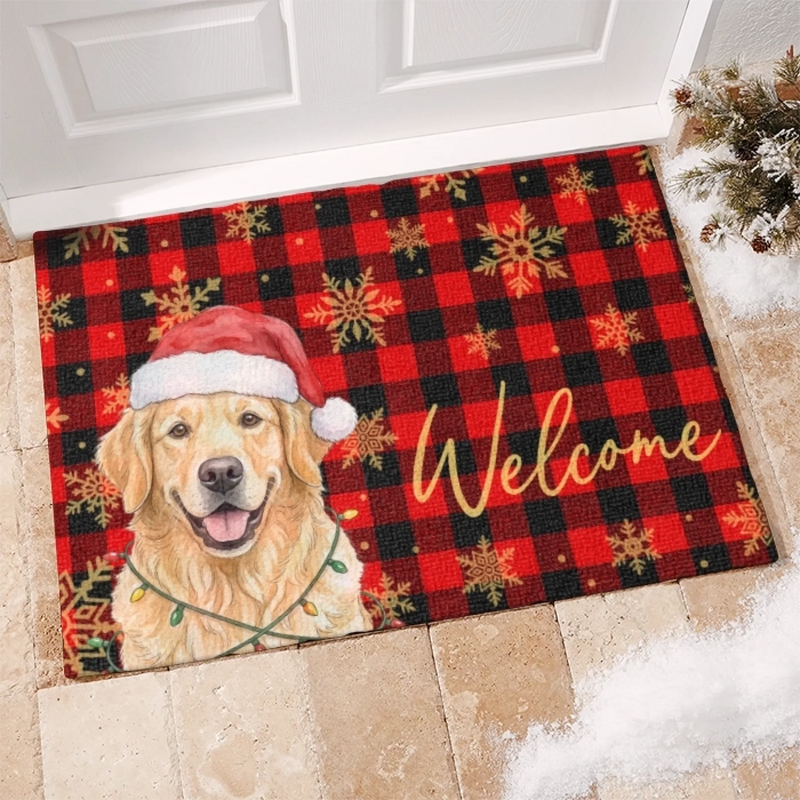Custom Pet Photo Christmas Dog Lover Entryway Decor - Personalized Decorative Mat