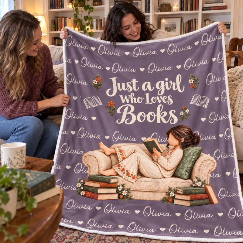 Custom Name Cozy Reading Nook Gifts for Women - Personalized Blanket