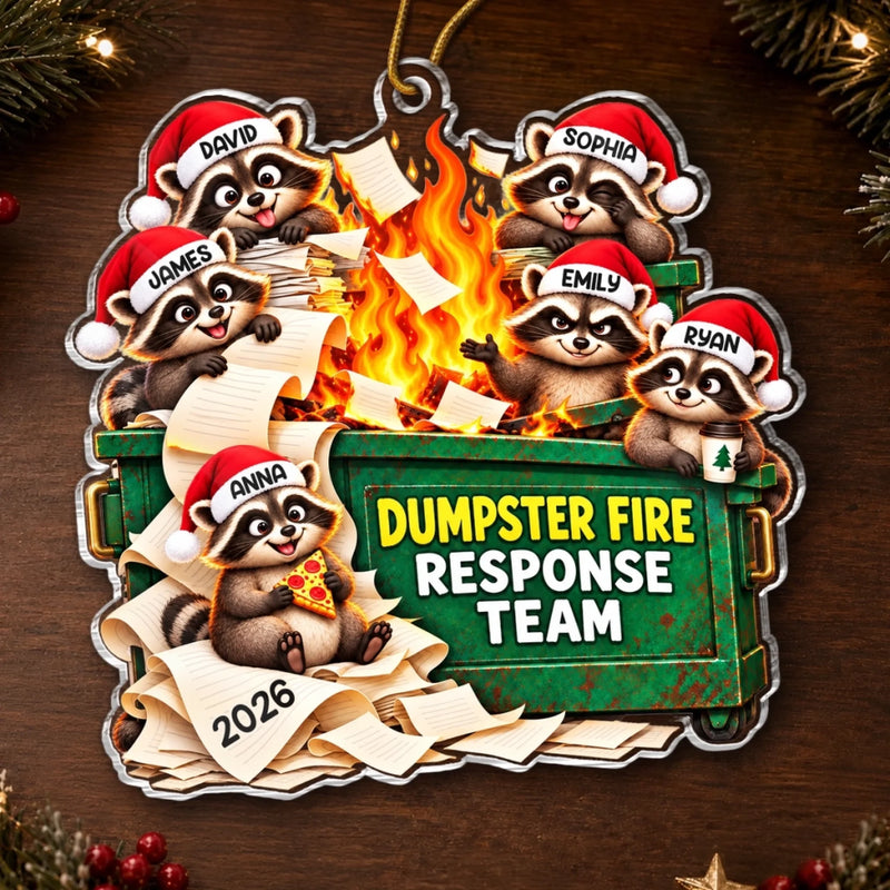 Custom Name Christmas Dumpster Fire Team Gifts - Personalized Acrylic Ornament