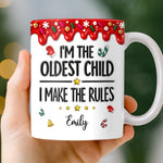Custom Name Oldest Child Makes the Rules Christmas Gifts - Personalized Mug