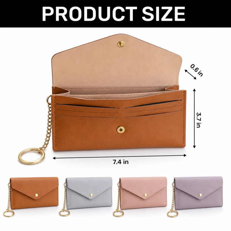 Custom Name Romantic Gifts For Wife - Personalized Leather Envelope Wallet