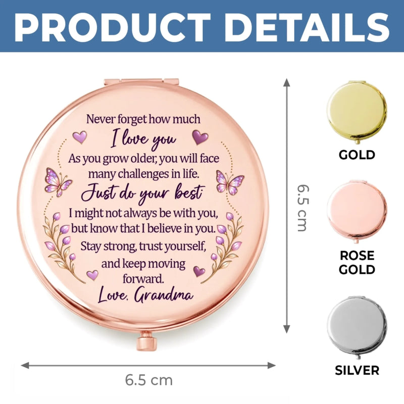 Custom Name Butterfly Initial Gifts for Daughter and Granddaughter - Personalized Compact Mirror