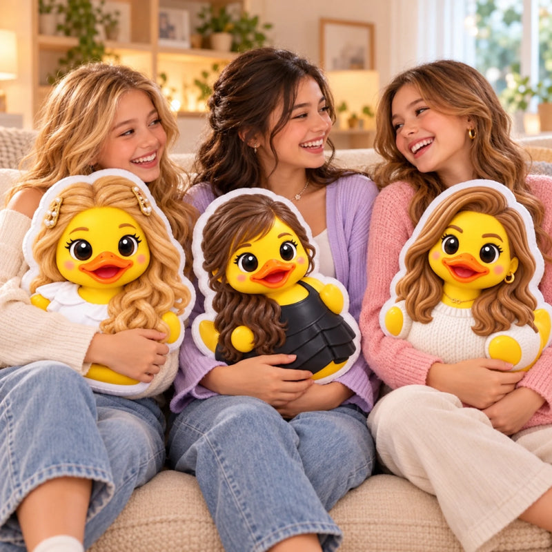 Custom Photo 3D Cartoon Duck Gifts For Best Friends, Besties, Sisters - Personalized Shaped Pillow