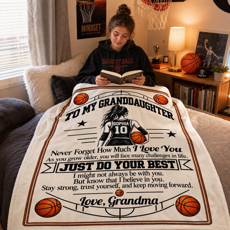 Custom Name Basketball Gifts For Granddaughter - Personalized Blanket