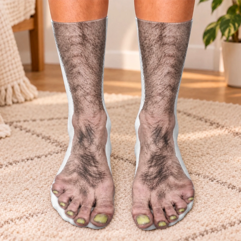 Custom Funny Fake Bare Feet Prank Gifts - Personalized Middle Tube Socks