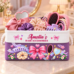 Custom Name Hair Accessories Gifts For Women, Girls, Kids - Personalized Storage Basket