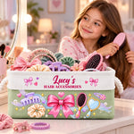 Custom Name Hair Accessories Gifts For Women, Girls, Kids - Personalized Storage Basket