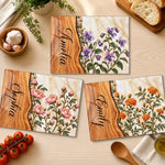 Custom Name Floral Kitchen Decor Gifts For Her - Personalized Glass Cutting Board