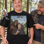 Custom Photo Funny Bigfoot Alien UFO Gifts for Men and Women - Personalized Comfort T-Shirt