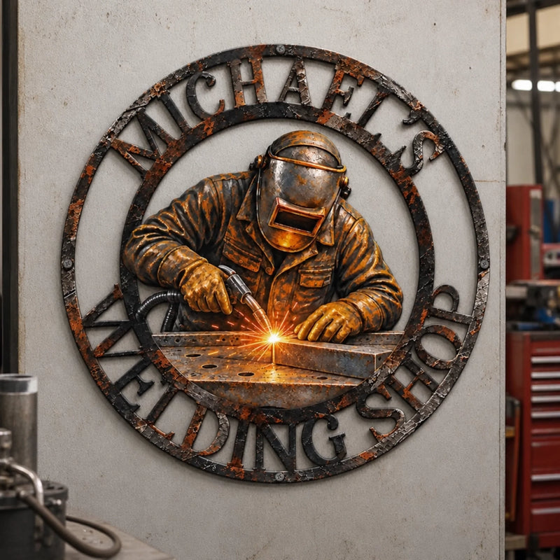 Custom Welding Workshop Gifts for Welders - Shaped Metal Sign