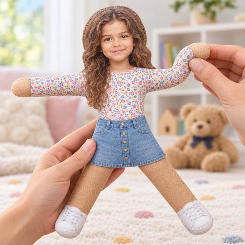 Custom Photo Kids Keepsake Gifts - Personalized Poseable Plush Doll