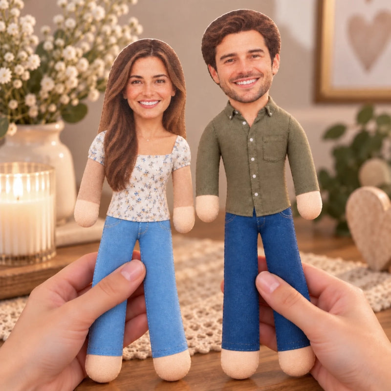 Custom Couple Photo Gifts - Personalized Poseable Plush Doll