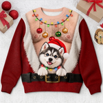 Custom Funny Pet Photo Christmas Gifts For Dog And Cat Lovers - Personalized Ugly Sweatshirt