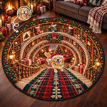 Custom Pet Photo Christmas Reading Nook Gifts For Pet Lovers - Personalized Quilted Round Mat