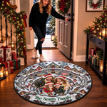 Custom Photo Christmas Village Family Decor - Personalized Quilted Round Mat